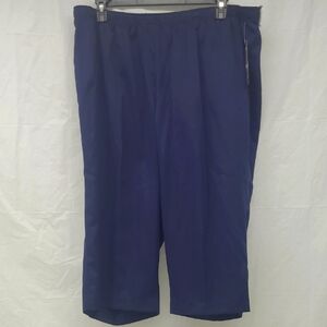 Lightweight Navy Blue Capris Pants  Pull On Elastic Waist Microfiber Soft Comfy